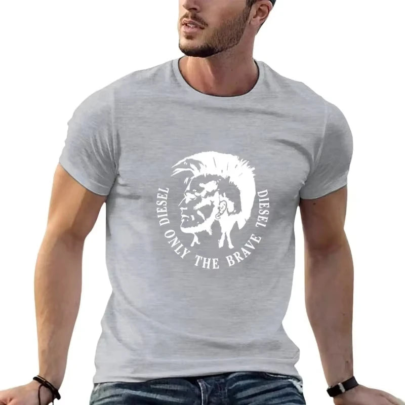 Men's Cotton T-shirt Comfortable Round Neck Print Large Size Top.