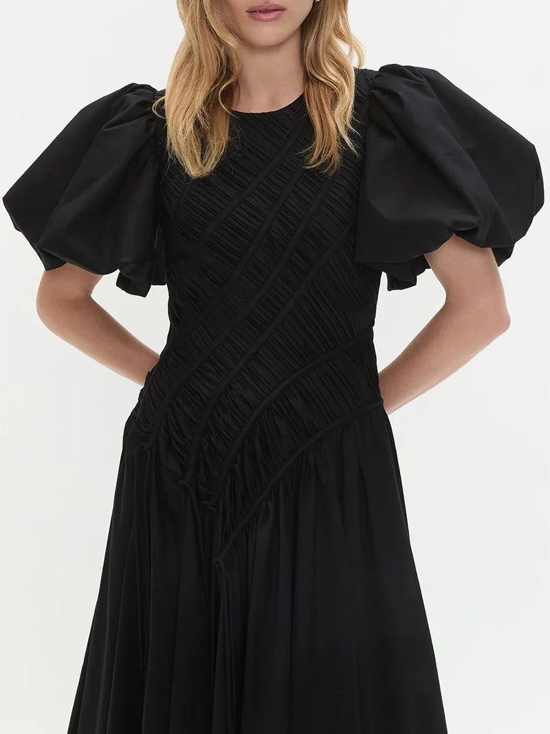 Solid Spliced Folds Irregular Long Dresses for Women.