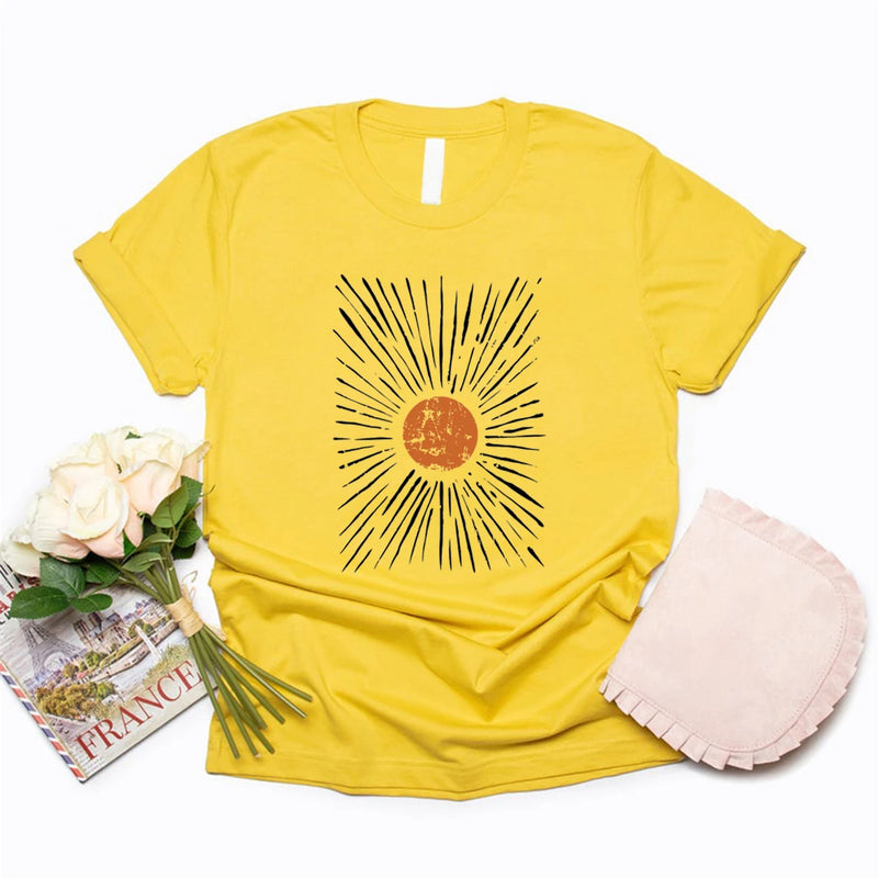 Sunburst Vintage T-Shirts Boho Shirt Sunshine Graphic Tee Women.