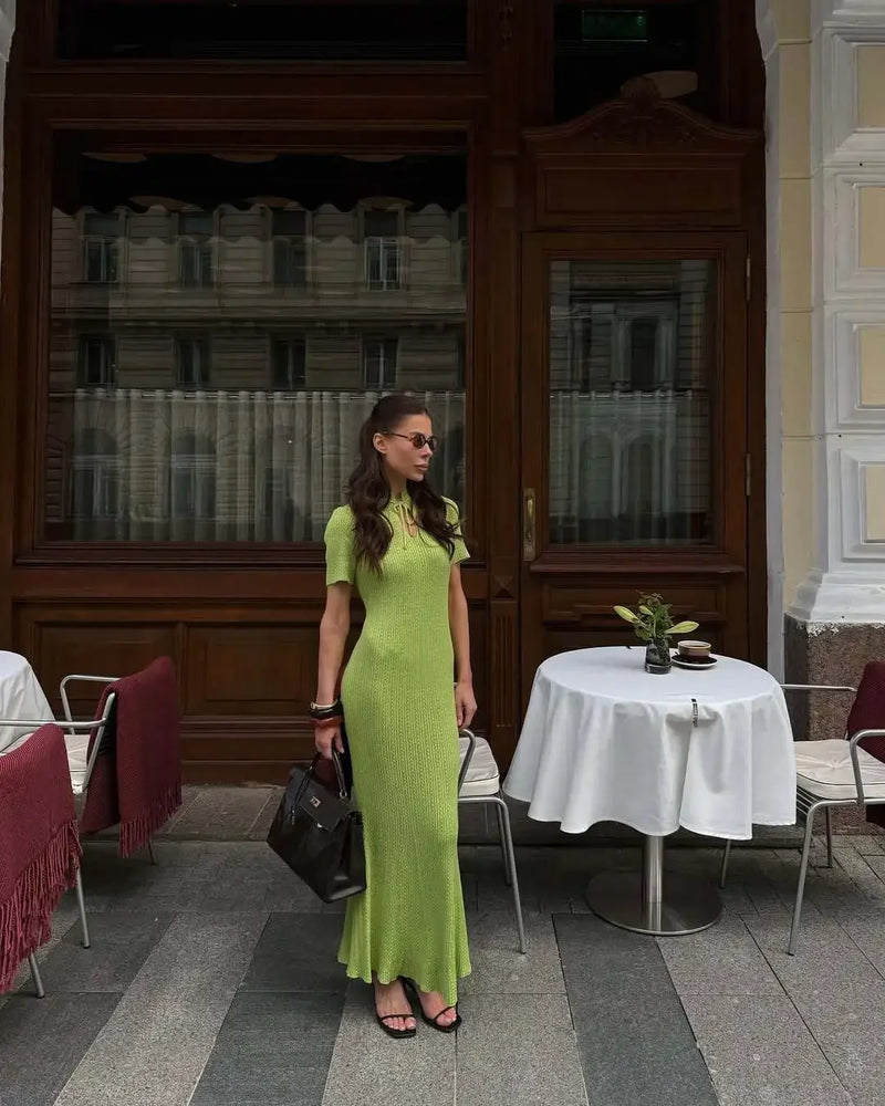Elegant Sweater Dress Summer High Waist Woman Dress.