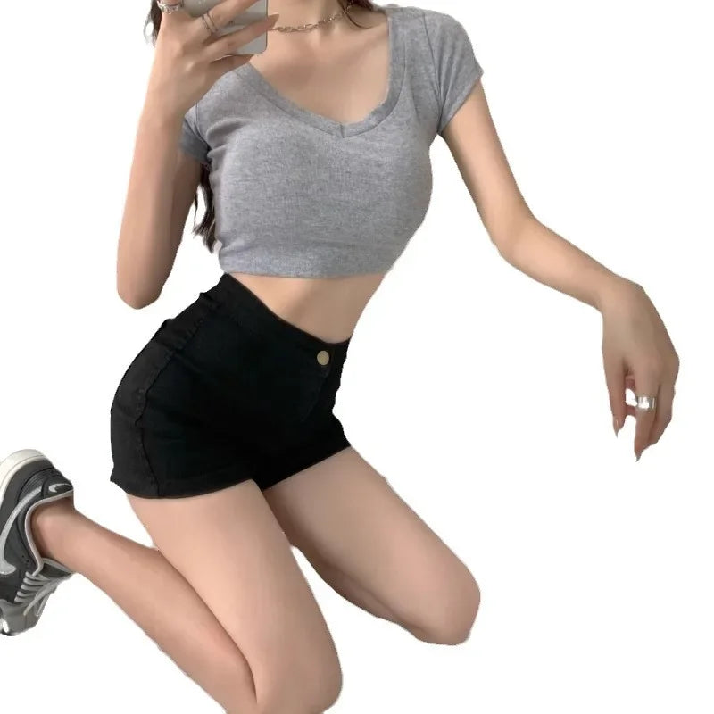 Running Shorts High Waist Denim Shorts Women Summer.