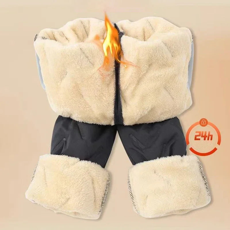 Outdoor Women's Plush Thick Fleece Lined Sweatpants Straight-leg.
