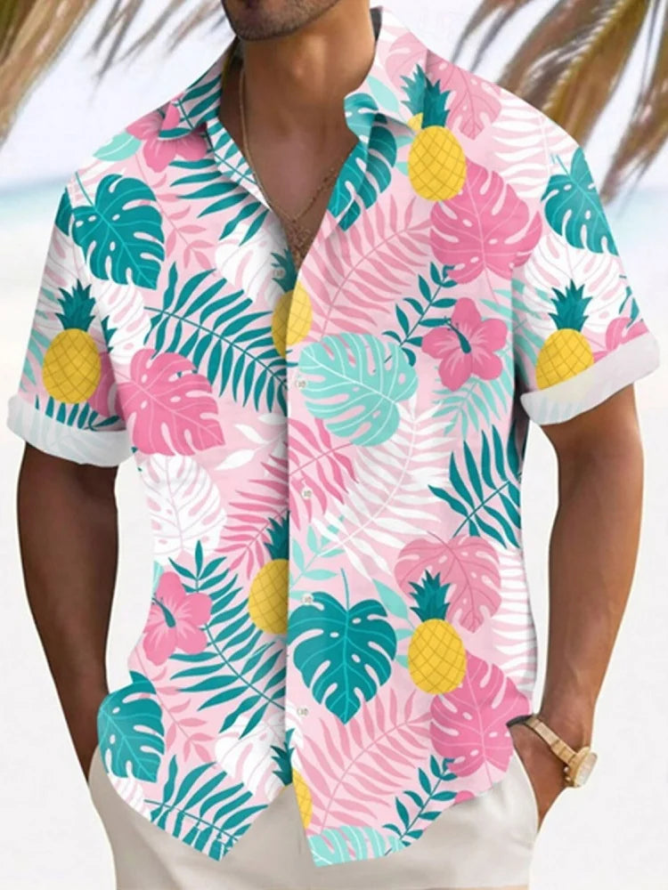 Summer Rose Water 3D Print Shirts Men Fashion Shirt Casual Vintage.
