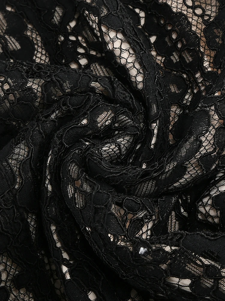 Sexy Spaghetti Strap V Neck Lace Long Dress Women.