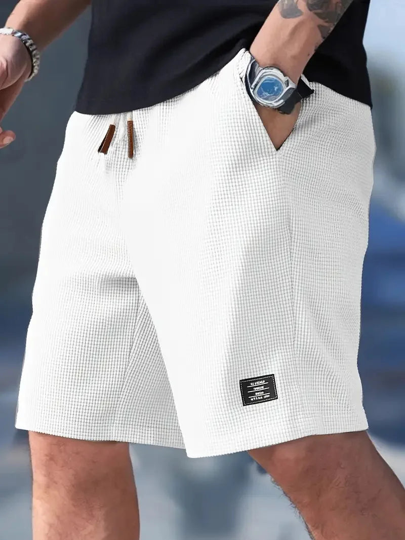 Men's Summer Casual Sports Shorts Plaid Checkered Loose Knee Length Shorts.