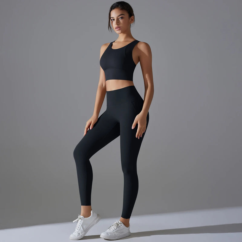 Yoga Set Women's tracksuit Women Fitness Crop Top Shockproof Sports.