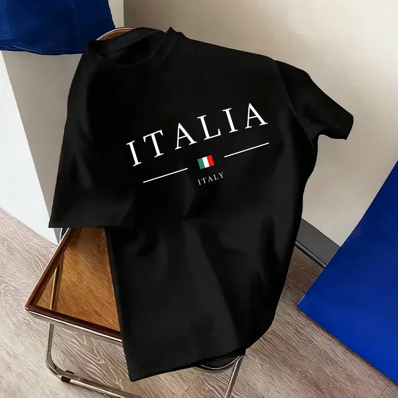 Italy Fashion Men Women T-shirt Summer Daily Casual Sports Short Sleeve.