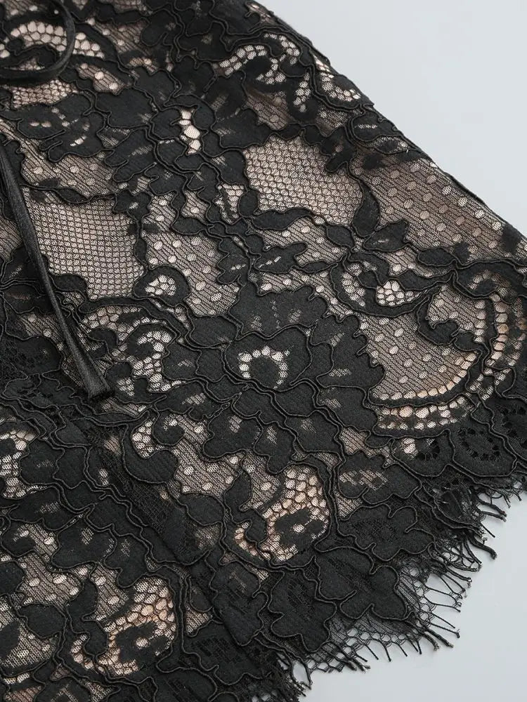 Women’s Sexy Lace See-through Patchwork Corset Dress.