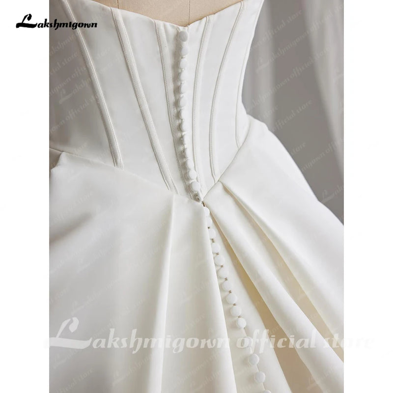 Lakshmigown Off The Shoulder Crepe Satin A-Line Bridal Gowns For Formal Party.