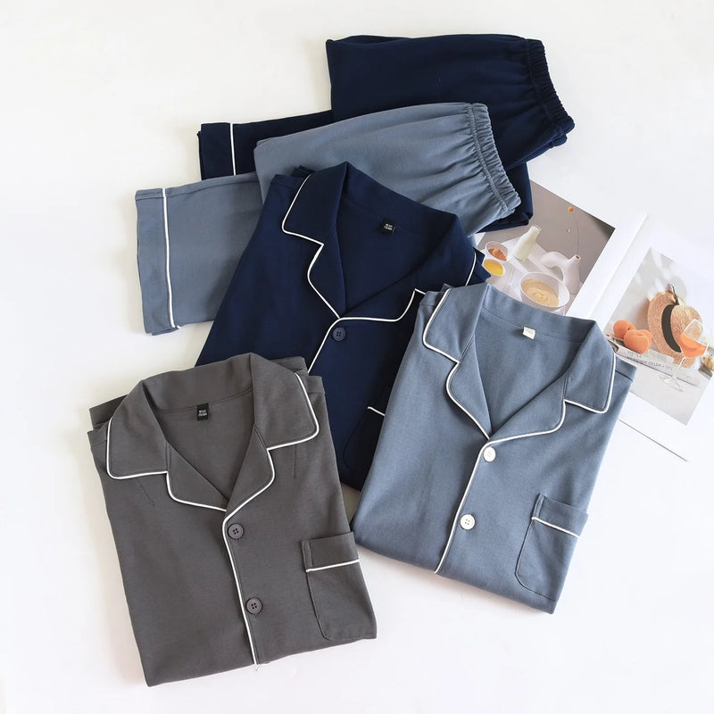 Thick sleepwear Long sleeved long pants for Men Pajamas Sleepwear.