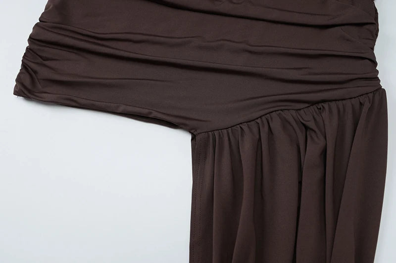 Mozision Irregular Draped Ruched Sexy Mini Dress For Women.