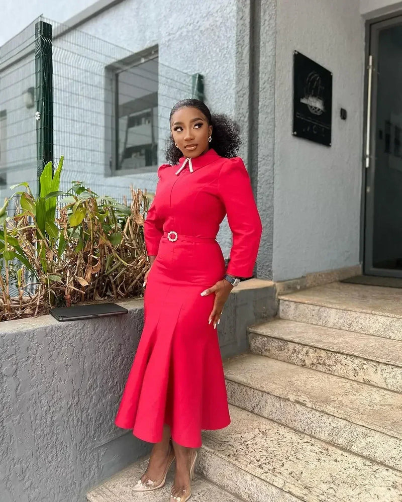 Elegant Church Dresses for Women Mermaid Long Sleeves.