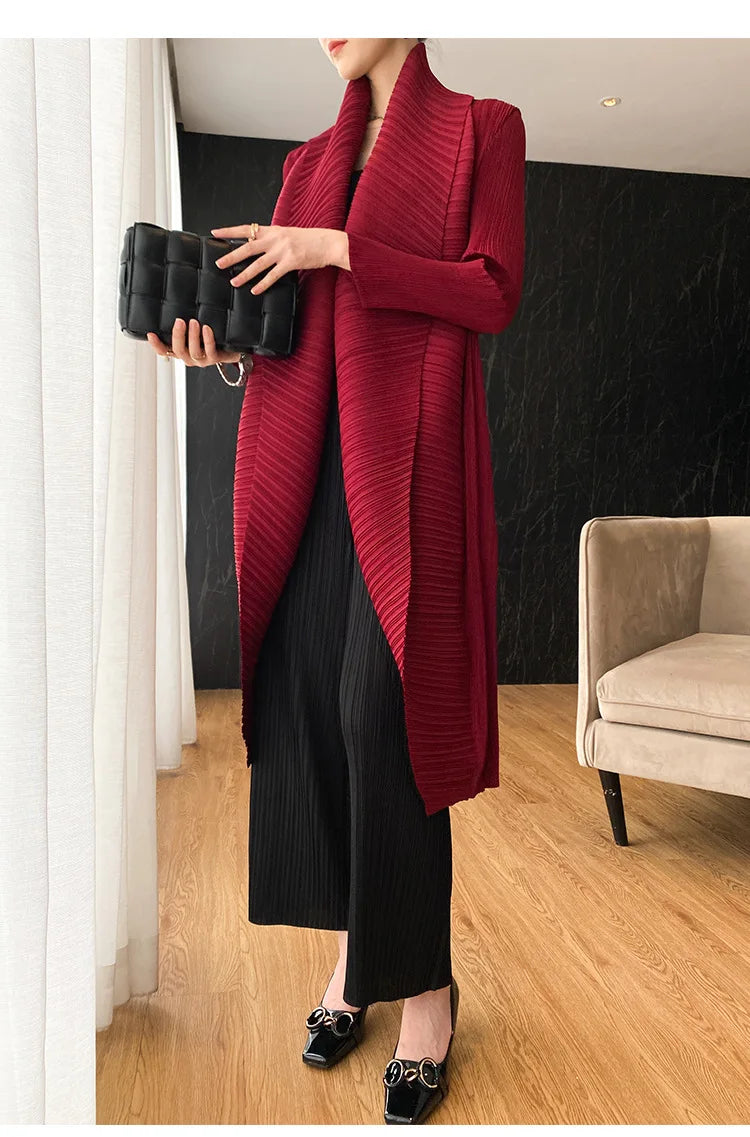 Miyake Pleated Women's Long Jacket.