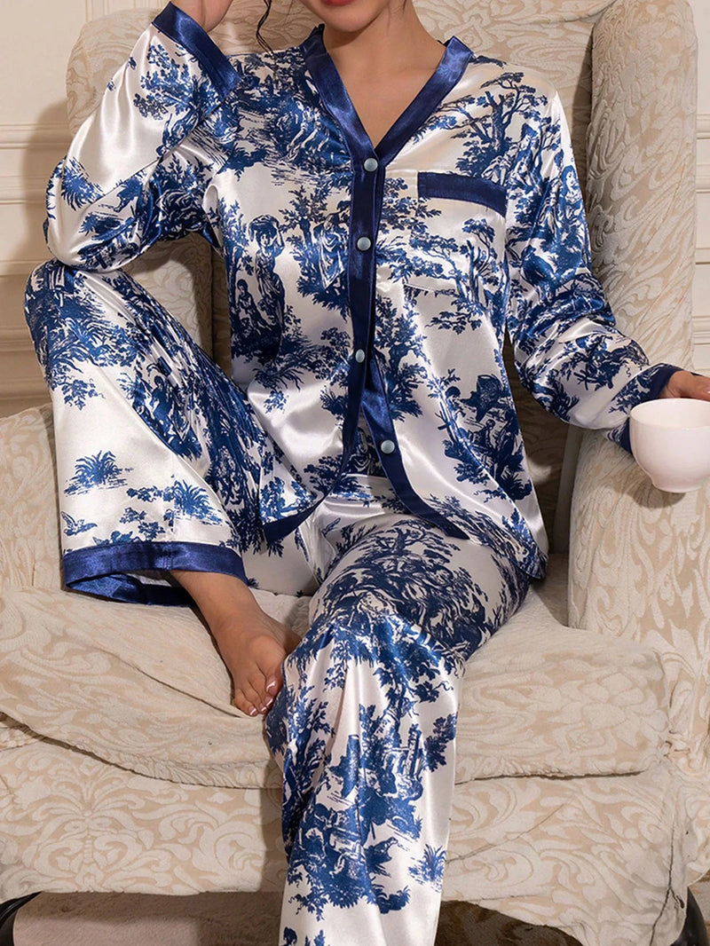 Long Sleeve Pajama Set Home Wear Set Big Size.