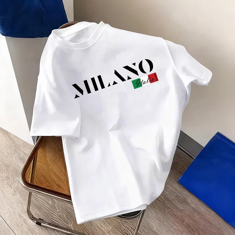 Italy Fashion Men Women T-shirt Summer Daily Casual Sports Short Sleeve.