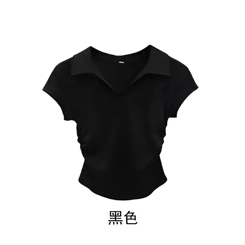 Cotton Summer Sexy Women's T Shirt Skinny Slim Basic Solid Crop.