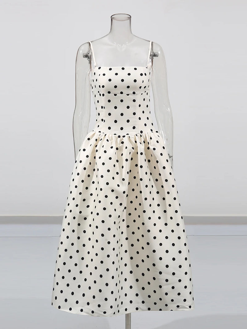 Solid Slimming Spliced Wave Point Elegant Dresses For Women.