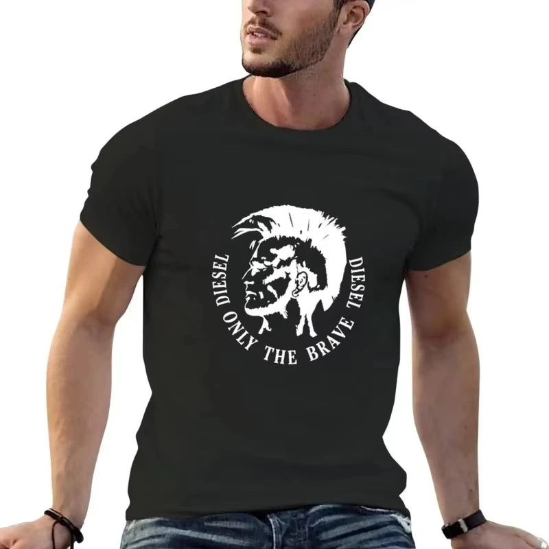 Men's Cotton T-shirt Comfortable Round Neck Print Large Size Top.