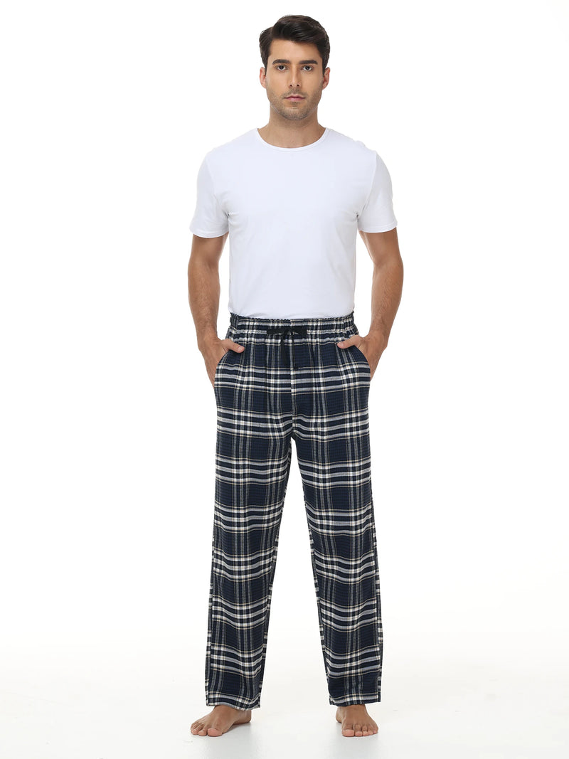 3Pcs Men's Plaid Pajama Sleeping Pants.