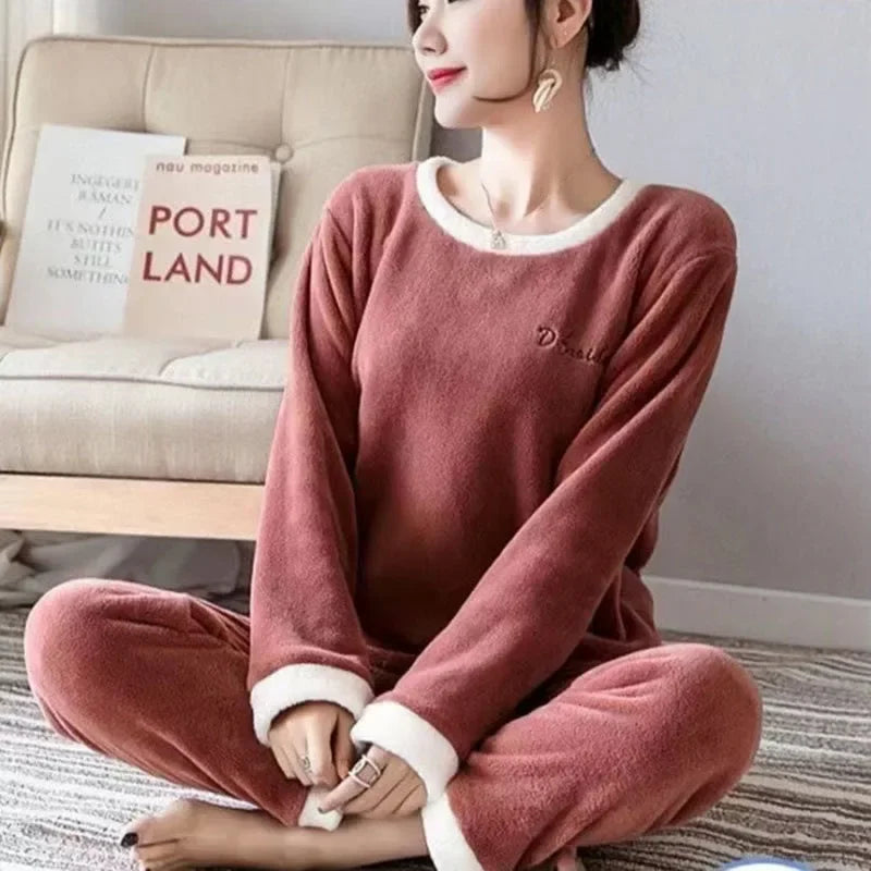 Women's Pajamas Tops and Trousers Sleepwear Homewear Winter Cartoon.