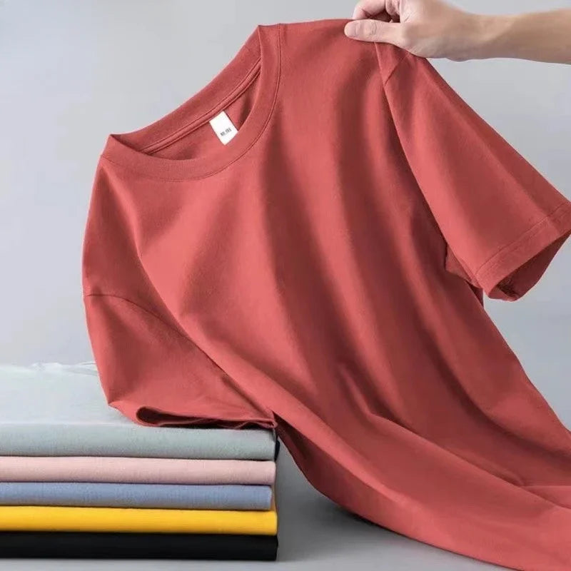 Pure Cotton Round Neck Short Sleeved T-shirt for Men and Women's.