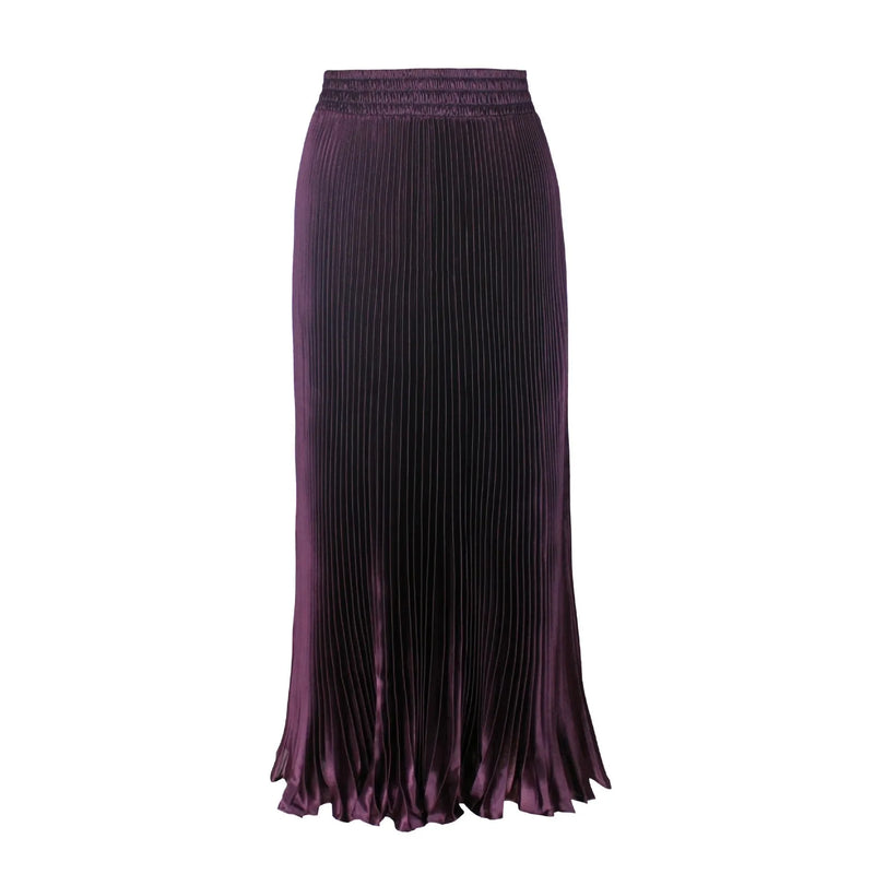Women's Long Satin Metal Luster Pleated Skirt Half-length Accordion Skirt.