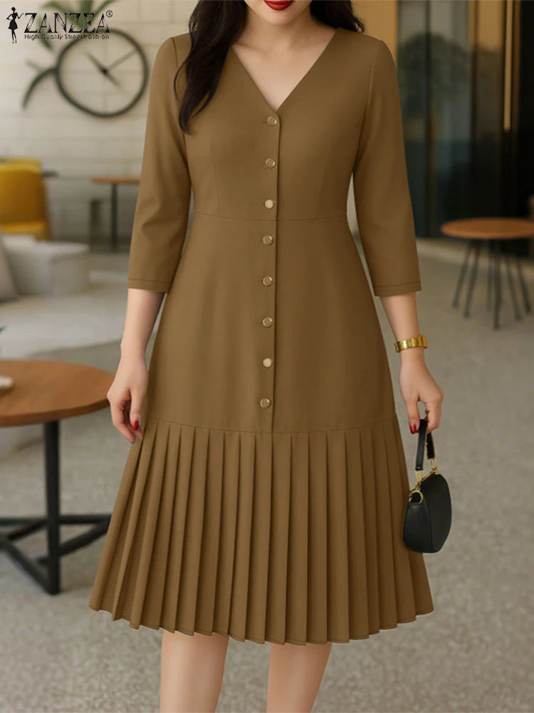 Women's Pleated Midi Dress.