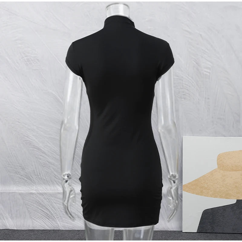 Kpop Black Hollow Out Mini Dress Women.