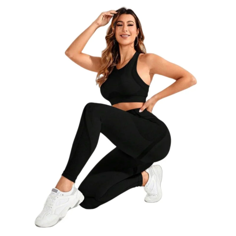 2-piece suit, women's yoga suit, beautiful back high waist trousers combination.