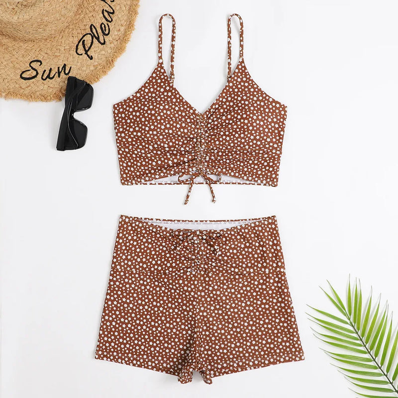 High Waist Bikini Swimsuit Women Push Up Bikini Floral Swimsuit.