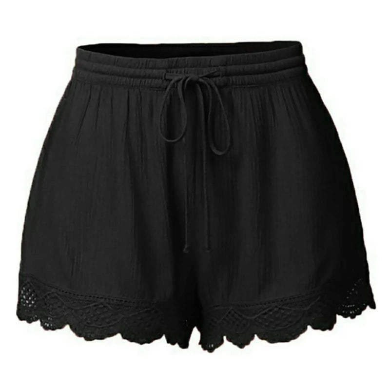 Shorts For Women Ruffle Hem Casual Shorts Plus Size Drawstring  Lace Shorts.