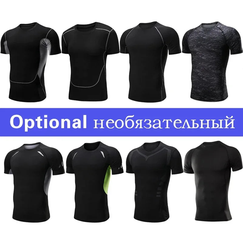 Men Sports Running Set Compression Shirt + Pants Skin-Tight Long Sleeves.