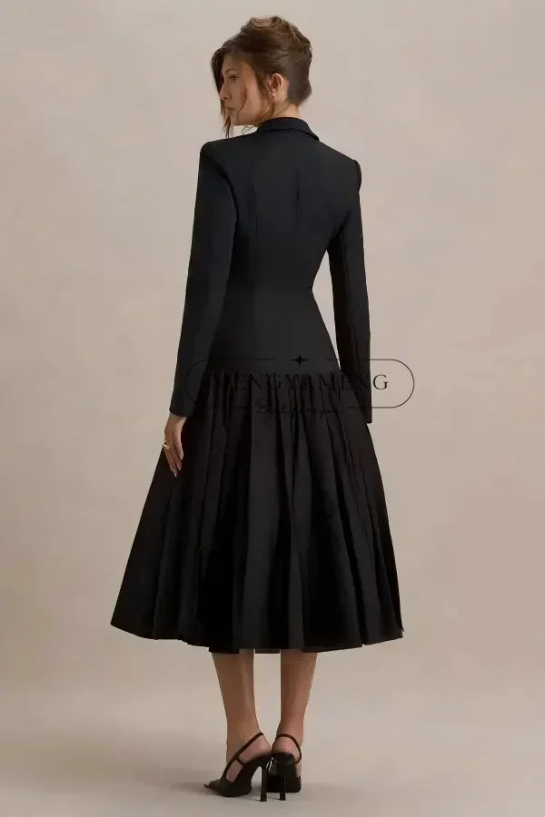 Women Black Party Dresses Suit Jacket Dresses.