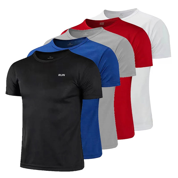 Mens Fitness Sweat Wicking Training Clothes Gym Bodybuilding Muscle Short Sleeve.