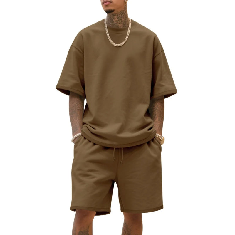 Cotton Men's Summer American-Style Loose High Street Hip-Hop Sport Short-Sleeved.