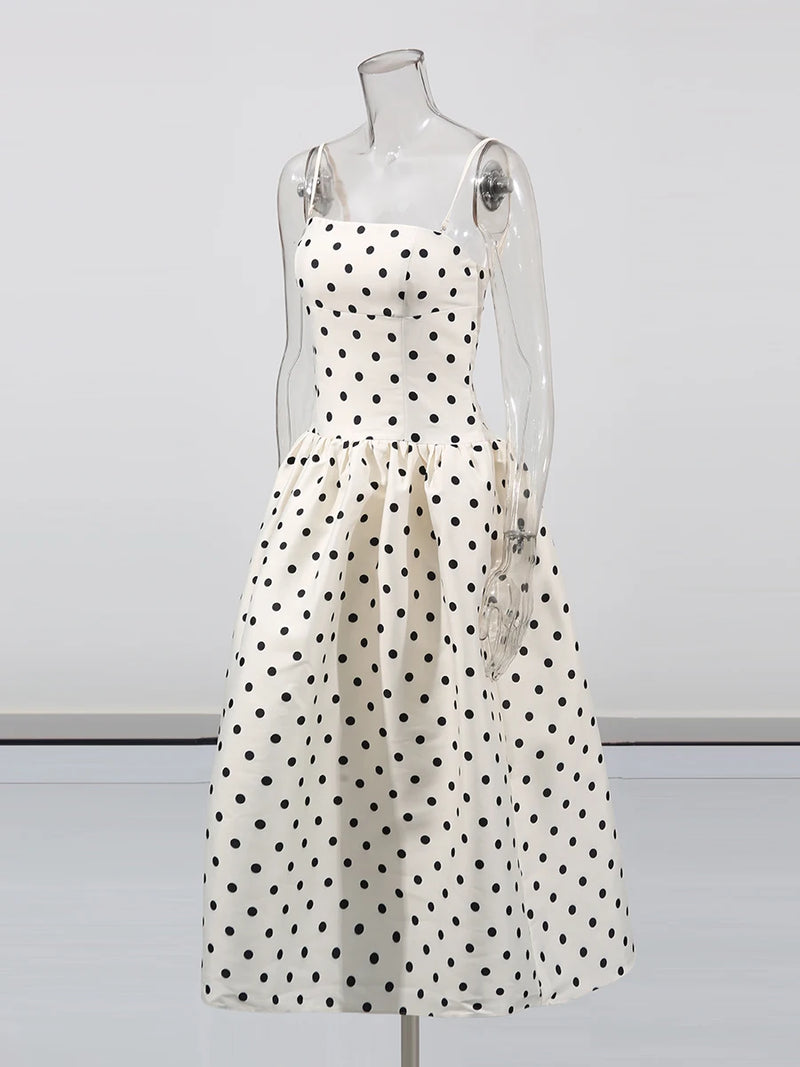 Solid Slimming Spliced Wave Point Elegant Dresses For Women.