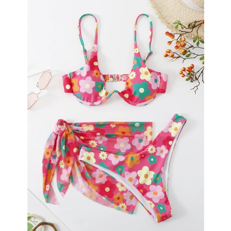 Sexy Bikinis Female Swimsuits Women's Three-Piece Swimwear Beach.