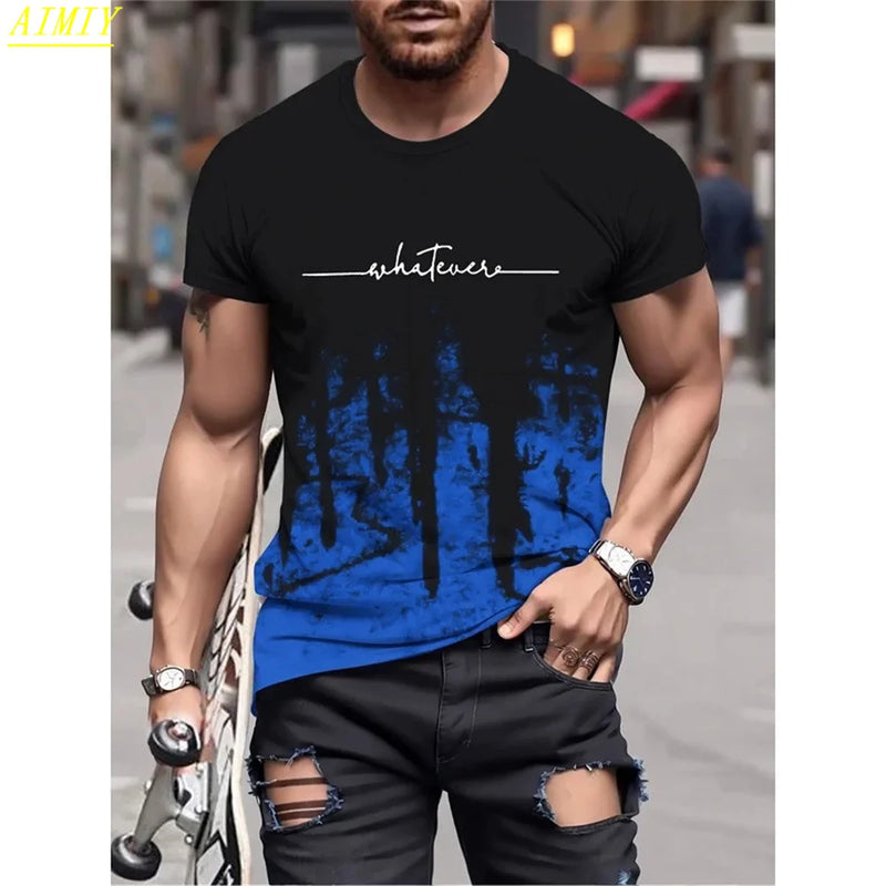 Man T-Shirt Casual Oversized Sports Loose Plus Milano Print Clothing Comfortable.