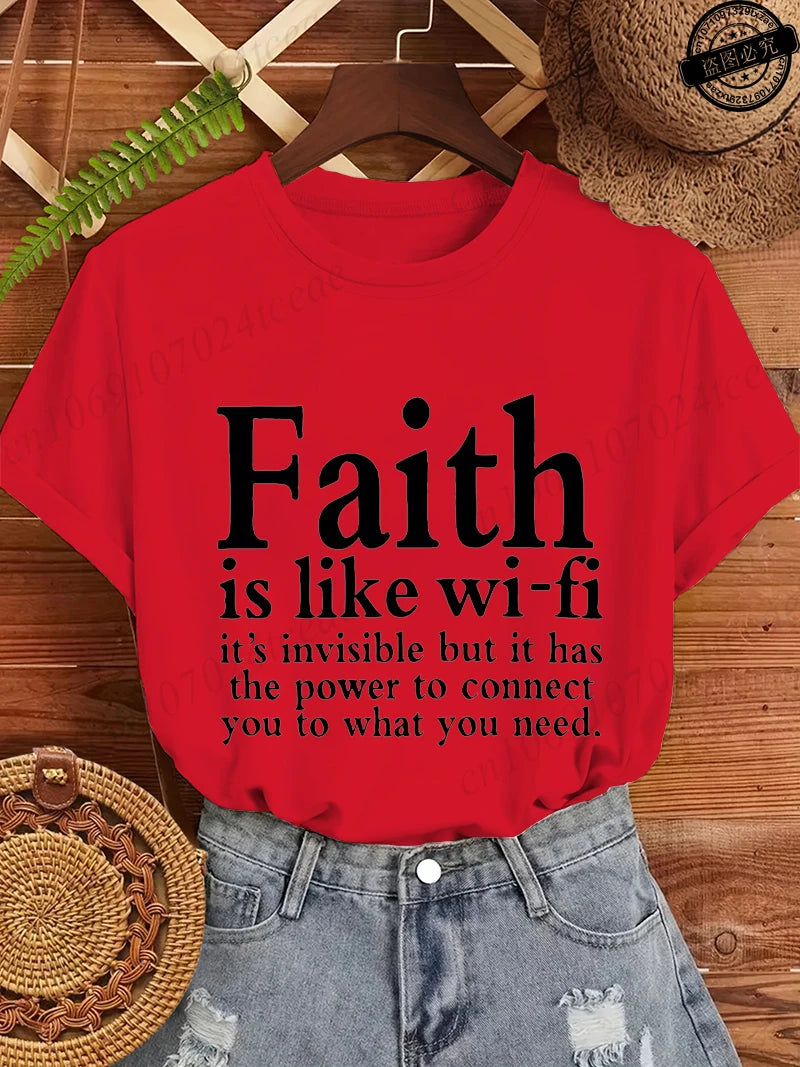 Summer Fashion Women's T-Shirts Faith Printed Women T-Shirts.