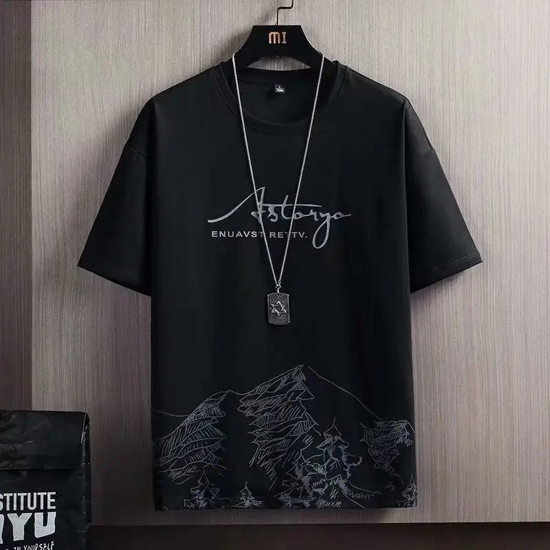 Printed Summer Trendy Short sleeved T-shirt Set Men's Summer.