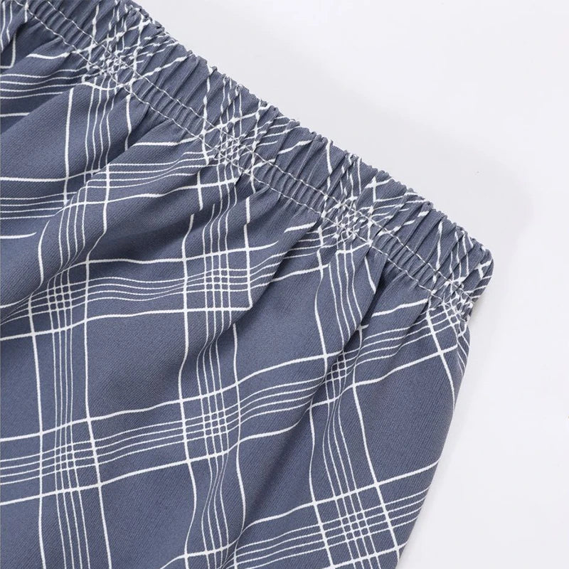 Men's Pajamas Spring Fall and Winter Plaid Printed Long-Sleeved.