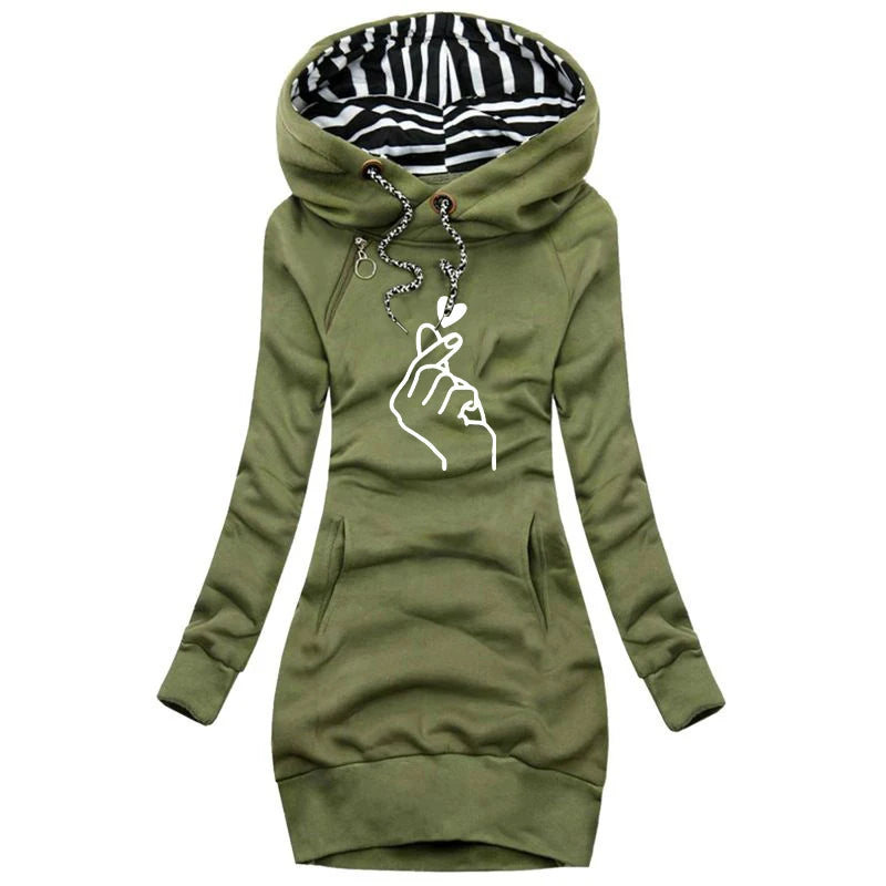 Women Sweater Dress Long Sleeve Hoodie Dress.