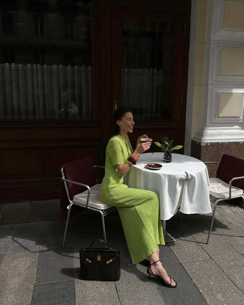 Elegant Sweater Dress Summer High Waist Woman Dress.