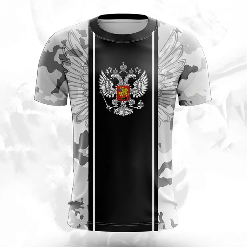 Men's T-shirts Casual Fashion Summer New Russian Flag Short Sleeved Tops.