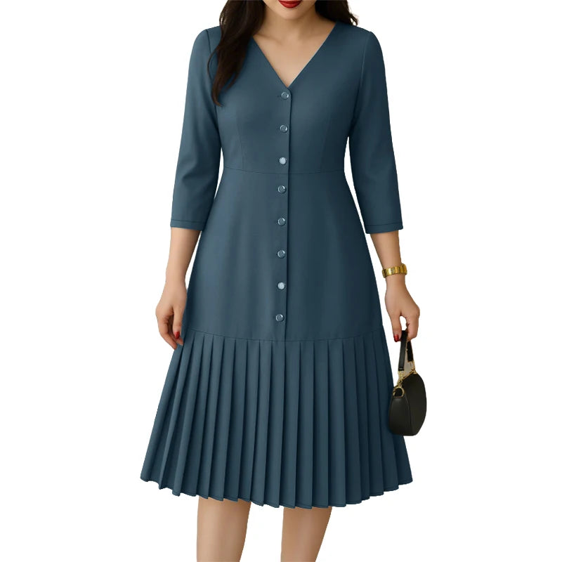 Women's Pleated Midi Dress.