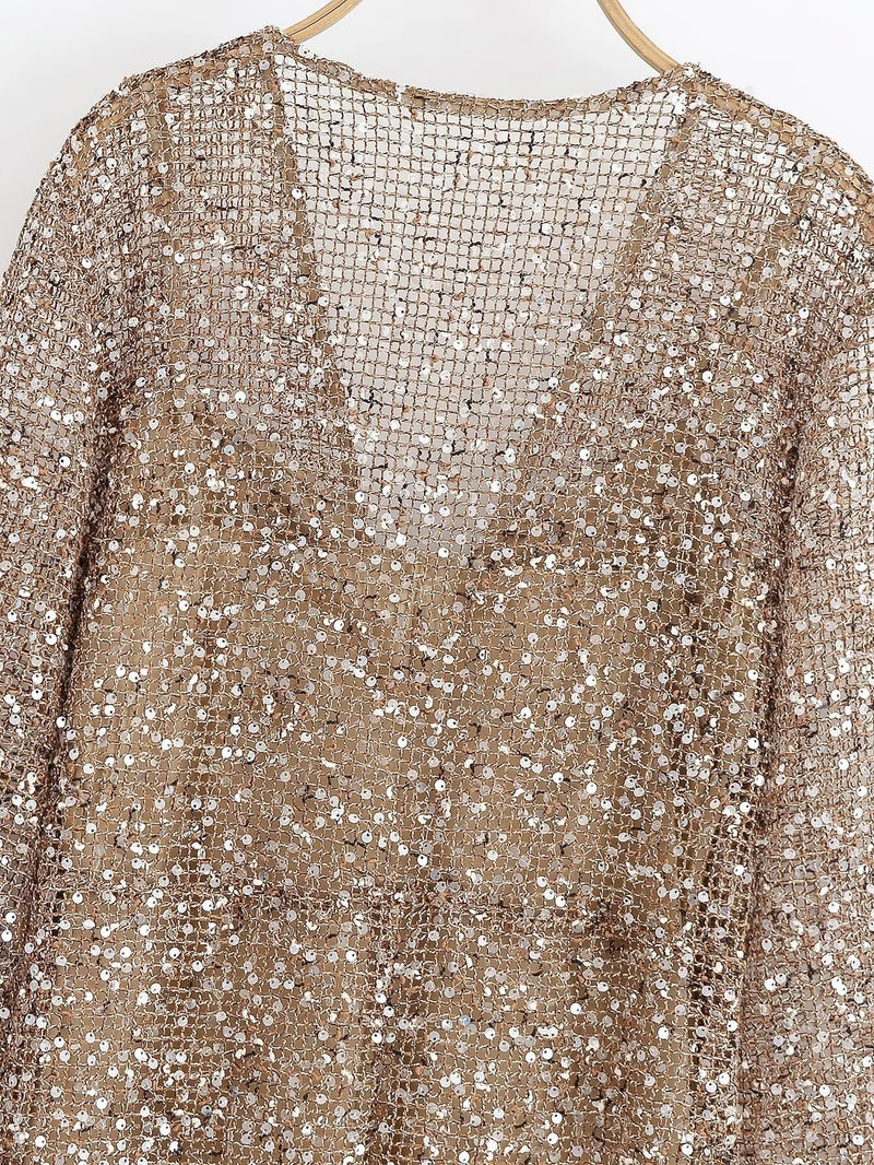 Women’s Spring Dress V-Neck Hollow Out Mid Waist Long Sleeve.