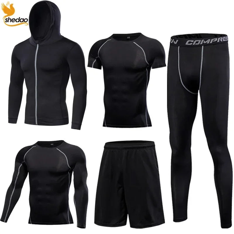 Men's Gym Training Fitness Sportswear Tights Slim Clothes Running Workout.