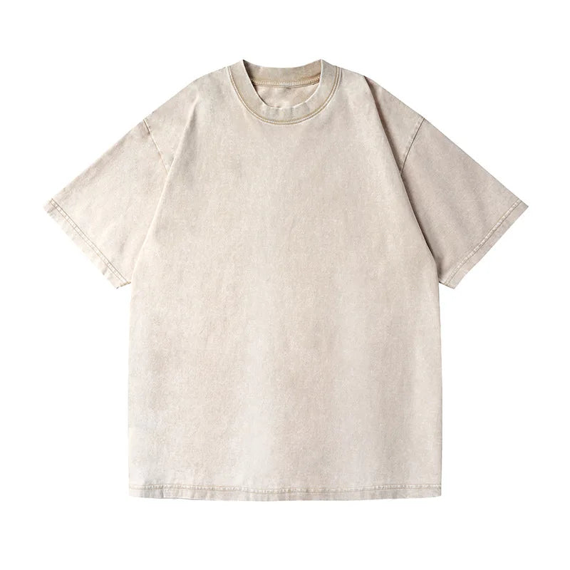 Couple Washed Retro 350g Heavy Duty Cotton Short Sleeved T-shirts.