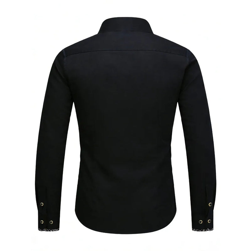 FGKKS Men Black Shirts Brand Fashion Smart Casual Business Long Sleeve.