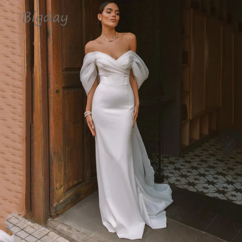 Elegant Sweetheart Mermaid Wedding Dress Women White.